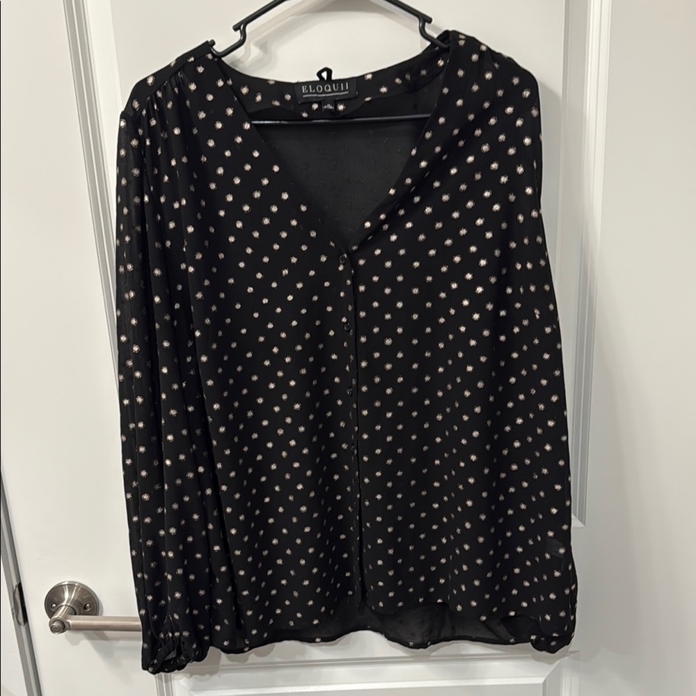 Eloquii Black Polka Dot Women's Top size 16